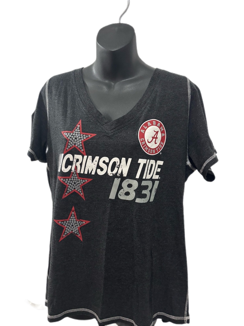 Alabama Crimson Tide charcoal gray V-Neck Fan Tee